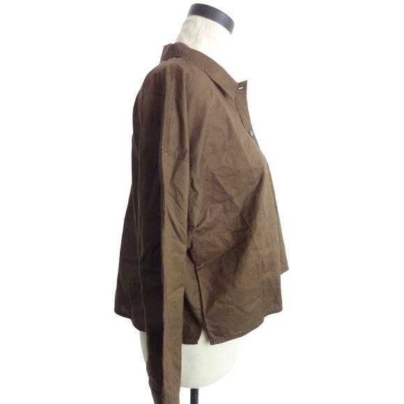 NWOT Everlane Long Sleeve Button Down Cotton Pajama Crop Shirt S - Picture 2 of 6